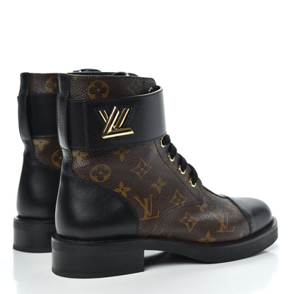 Louis Vuitton Calfskin Monogram Wonderland Flat Ranger Boots 38 Black 4 of 8