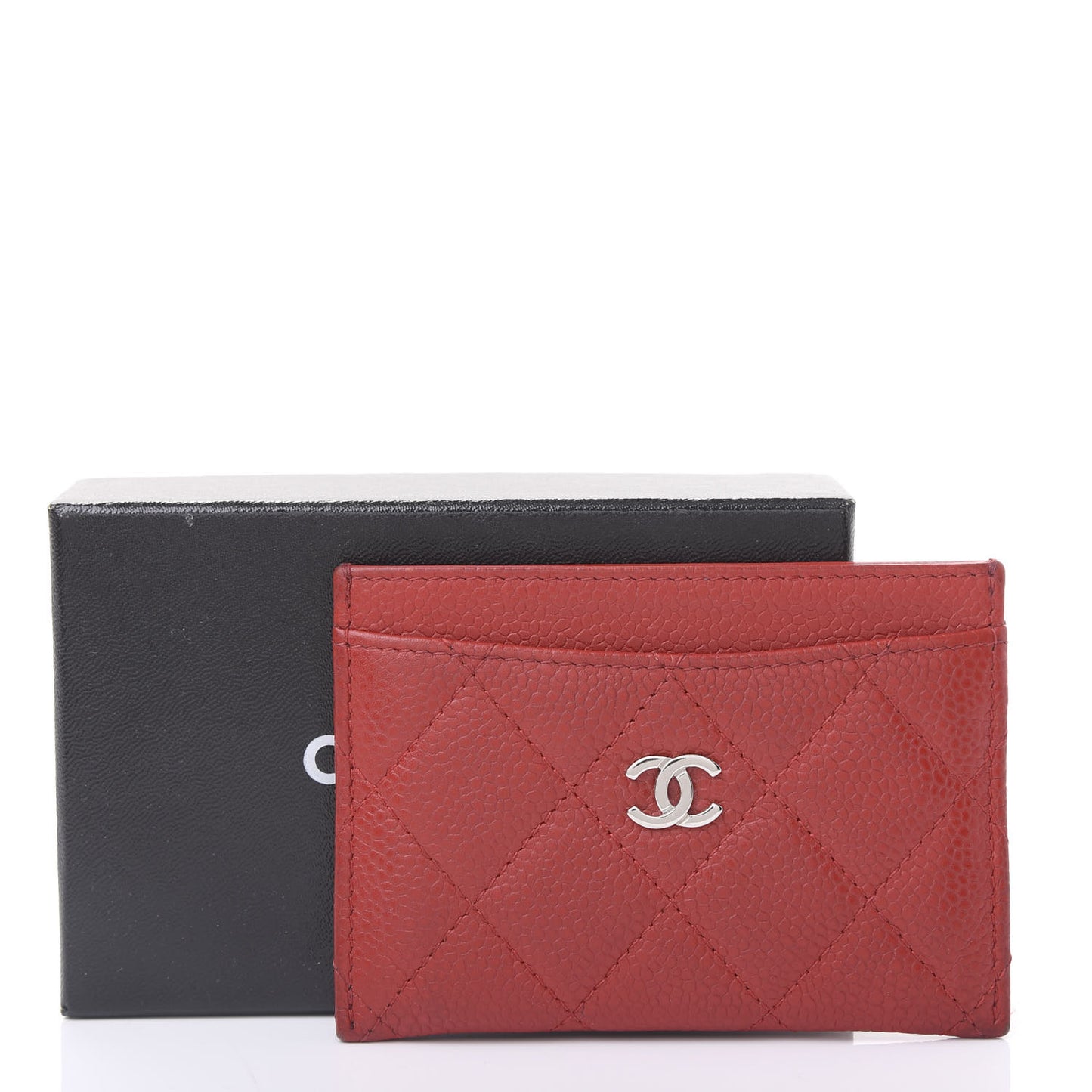 Caviar Quilted Card Holder Red