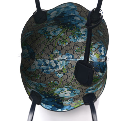 Gucci GG Supreme Monogram Blooms Small Reversible Tote Beige Blue Navy 9 of 17