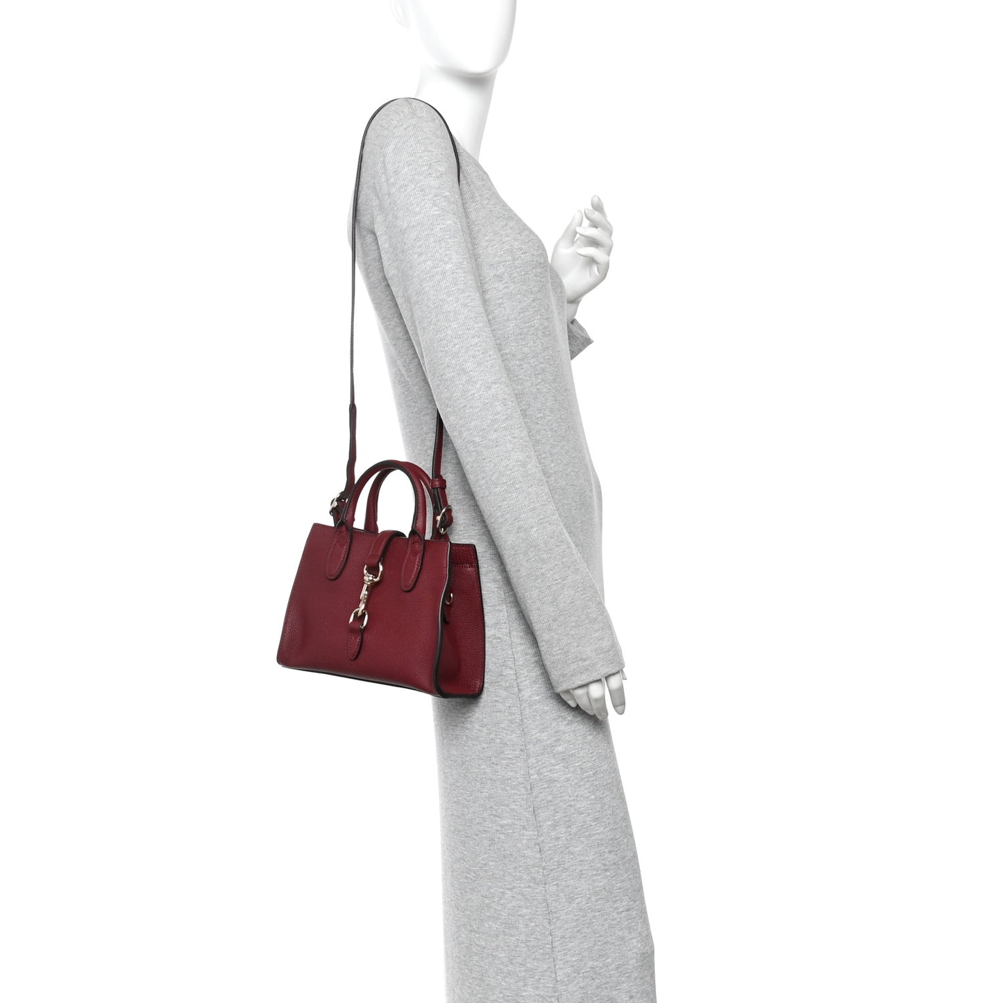 Pebbled Calfskin Small Jackie Tote Ancora Red