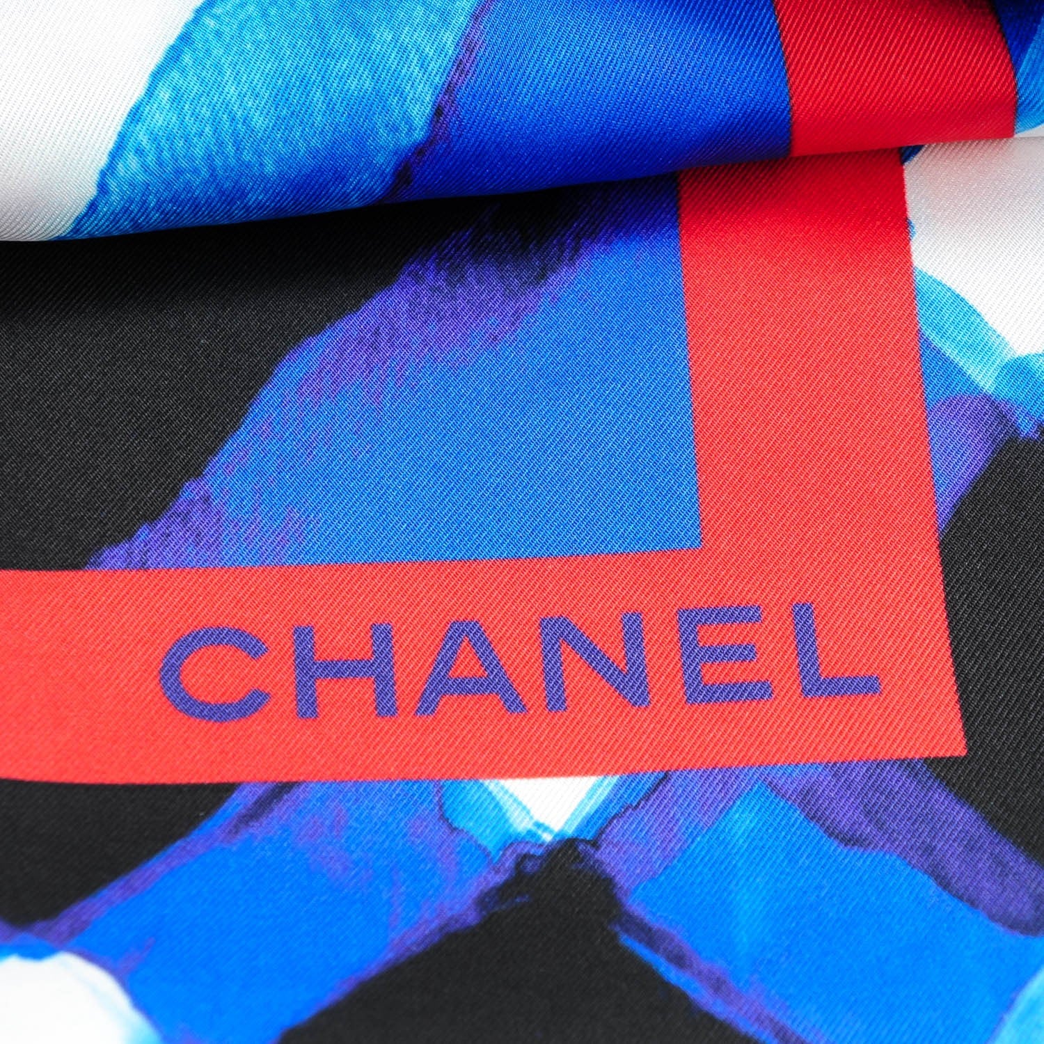 Chanel Washed Silk Twill CC Square Scarf Navy White 5 of 7