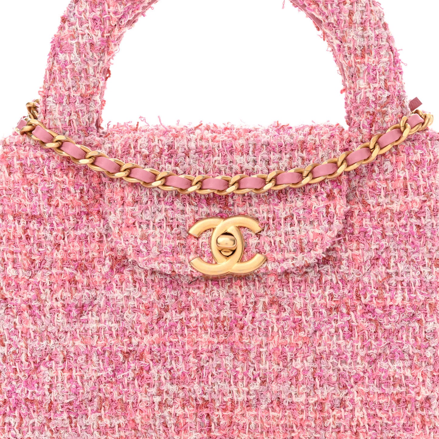Tweed Quilted Nano Kelly Shopper Pink