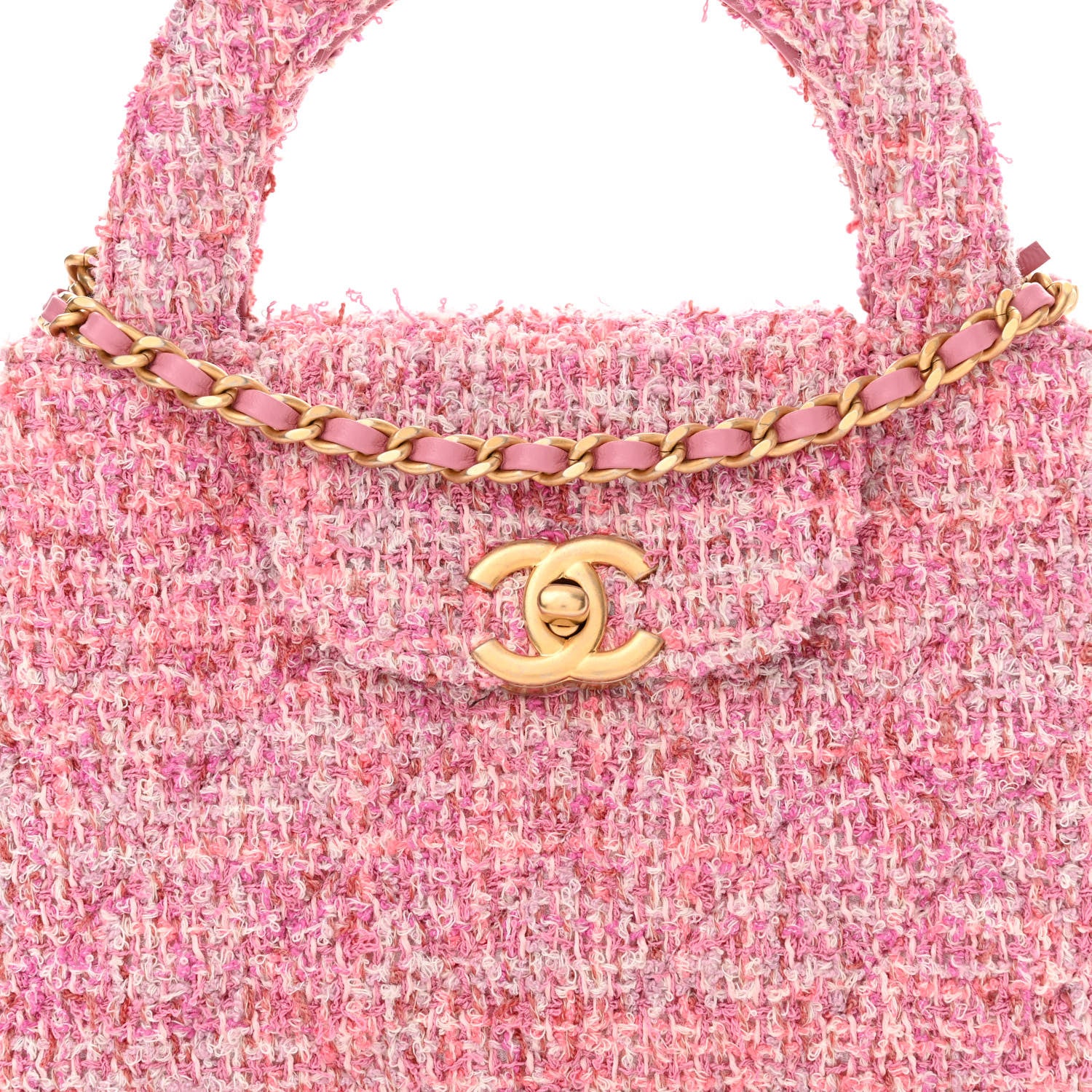 Chanel Tweed Quilted Nano Kelly Shopper Pink 8 of 10
