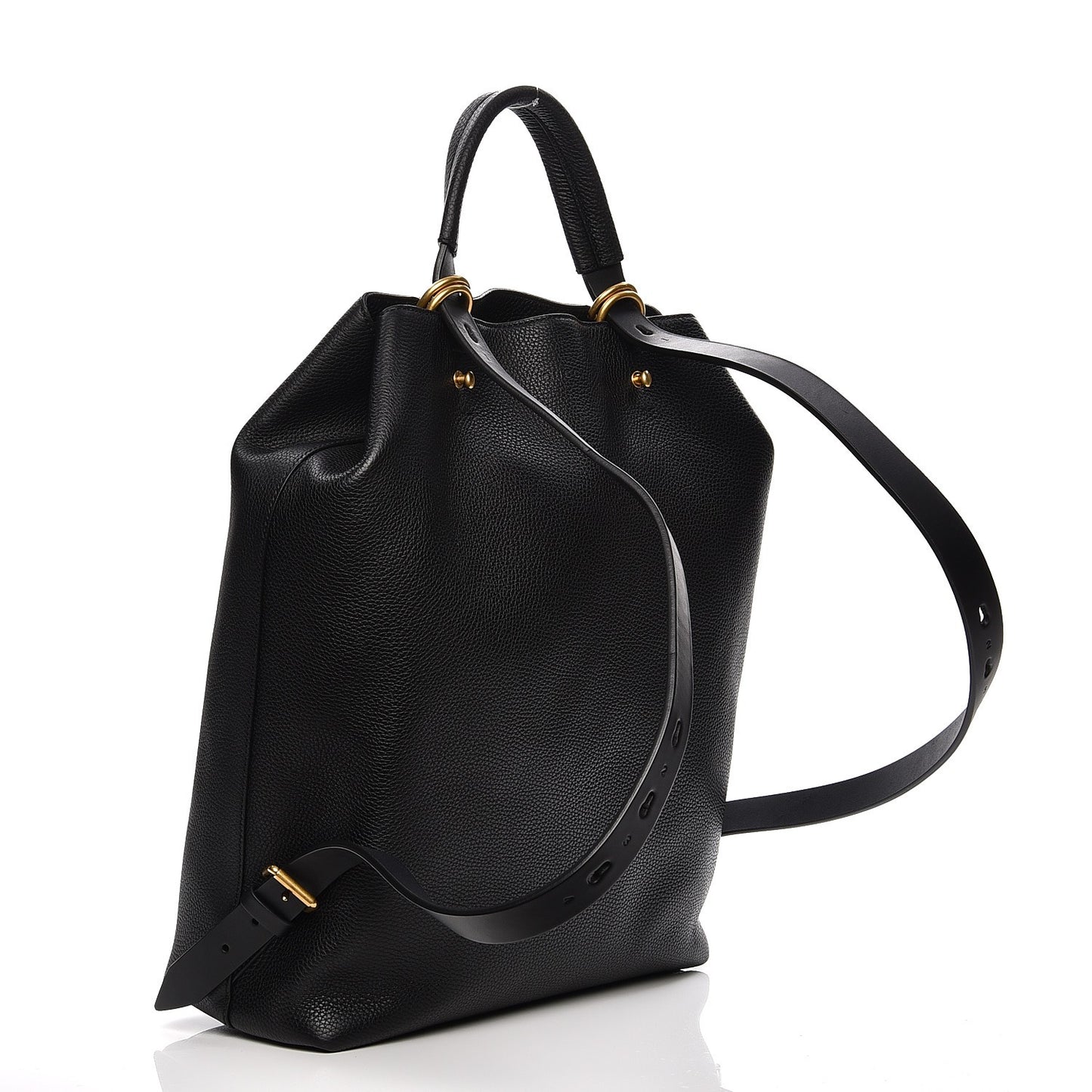 Calfskin Kingsnake Print Drawstring Backpack Black