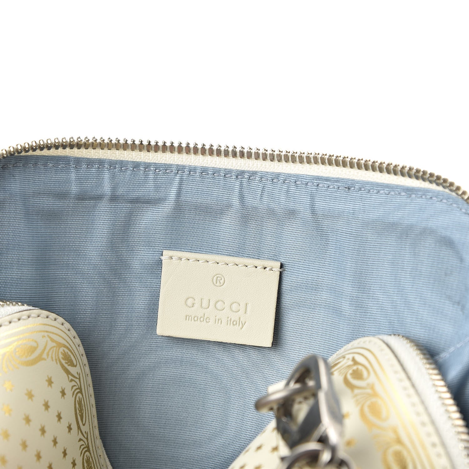 Gucci X SEGA Calfskin GUCCY Stars Mini Dome Shoulder Bag Mystic White Gold 6 of 10