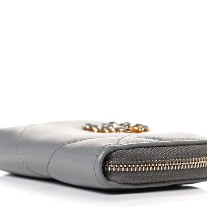 Chanel Lambskin Quilted Chanel 19 Zip Around Coin Purse Wallet Grey 9 of 12