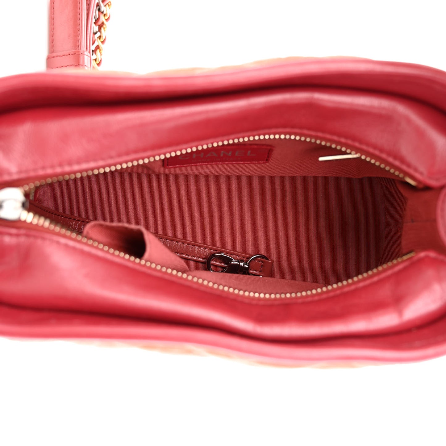 Aged Calfskin Chevron Quilted Small Gabrielle Hobo Dark Red Orange