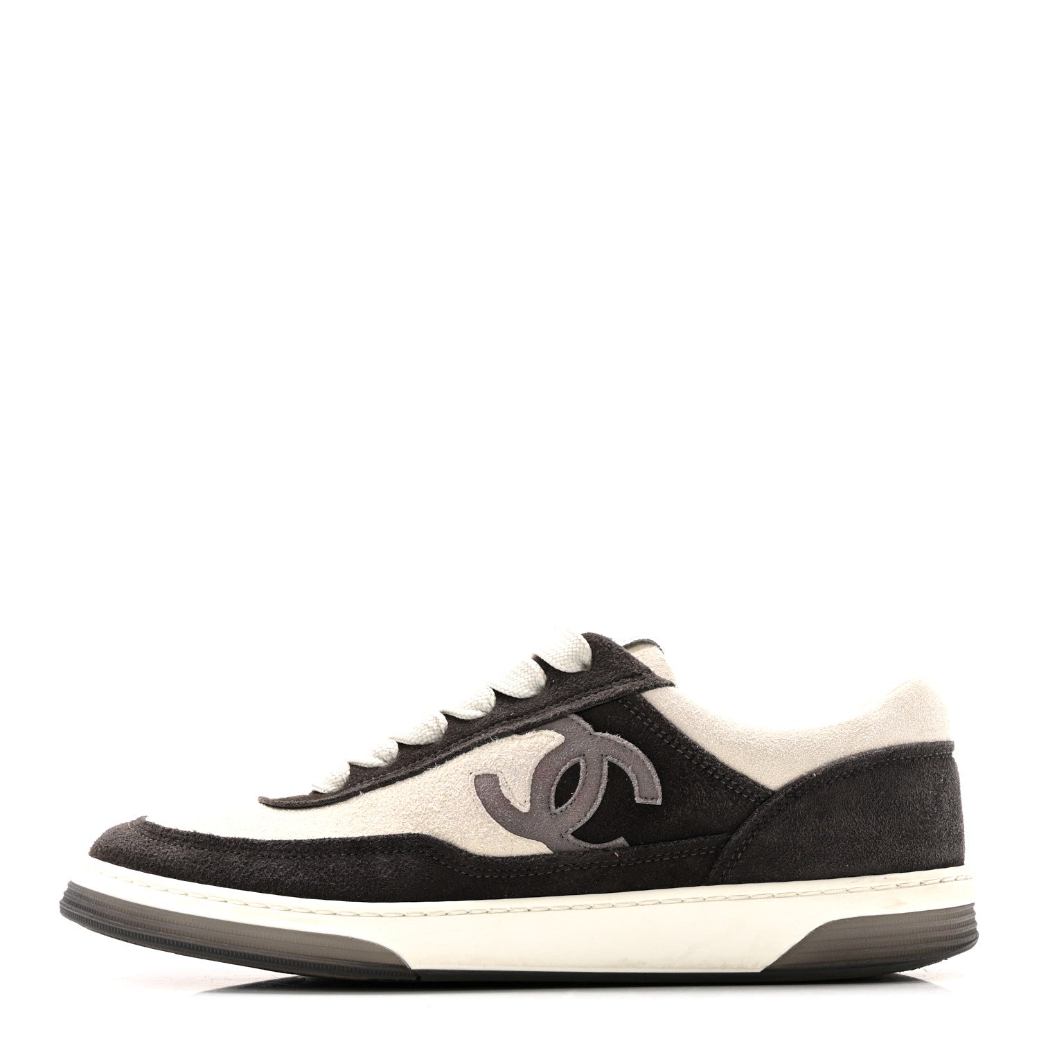 Chanel Suede Kidskin Womens CC Sneakers 36 Black White 1 of 10