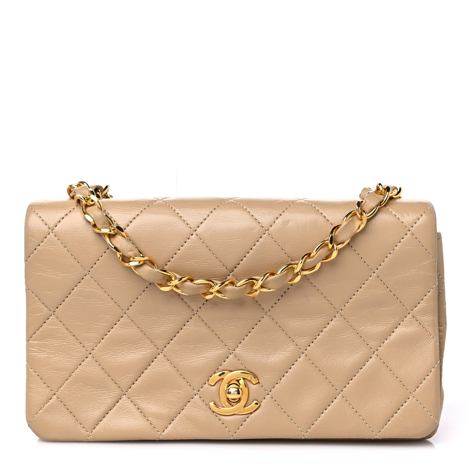 Chanel Lambskin Quilted Small Single Flap Beige 1 of 15