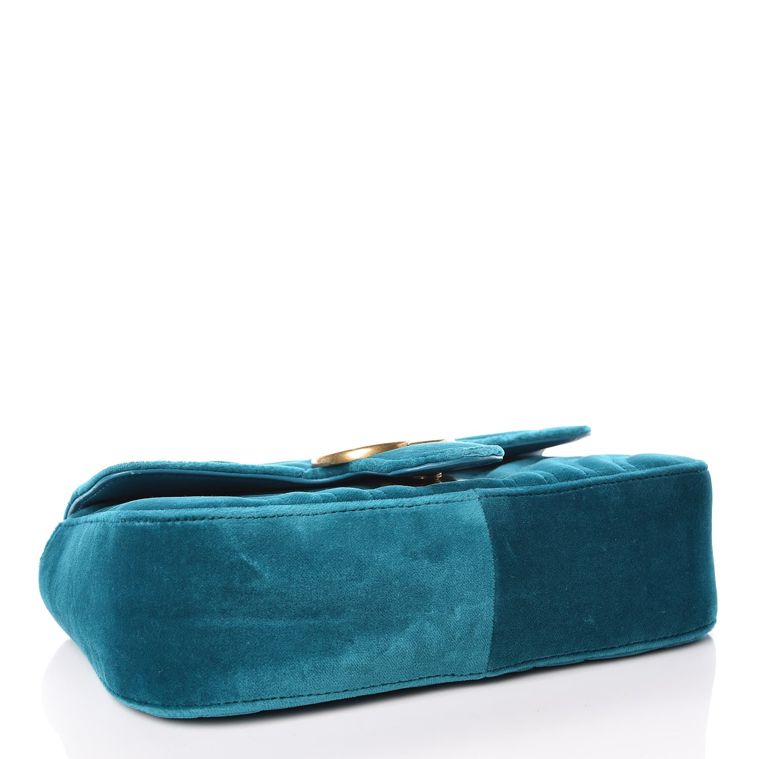 Gucci Velvet Matelasse Mini GG Marmont Shoulder Bag Pavone Cyan 4 of 9