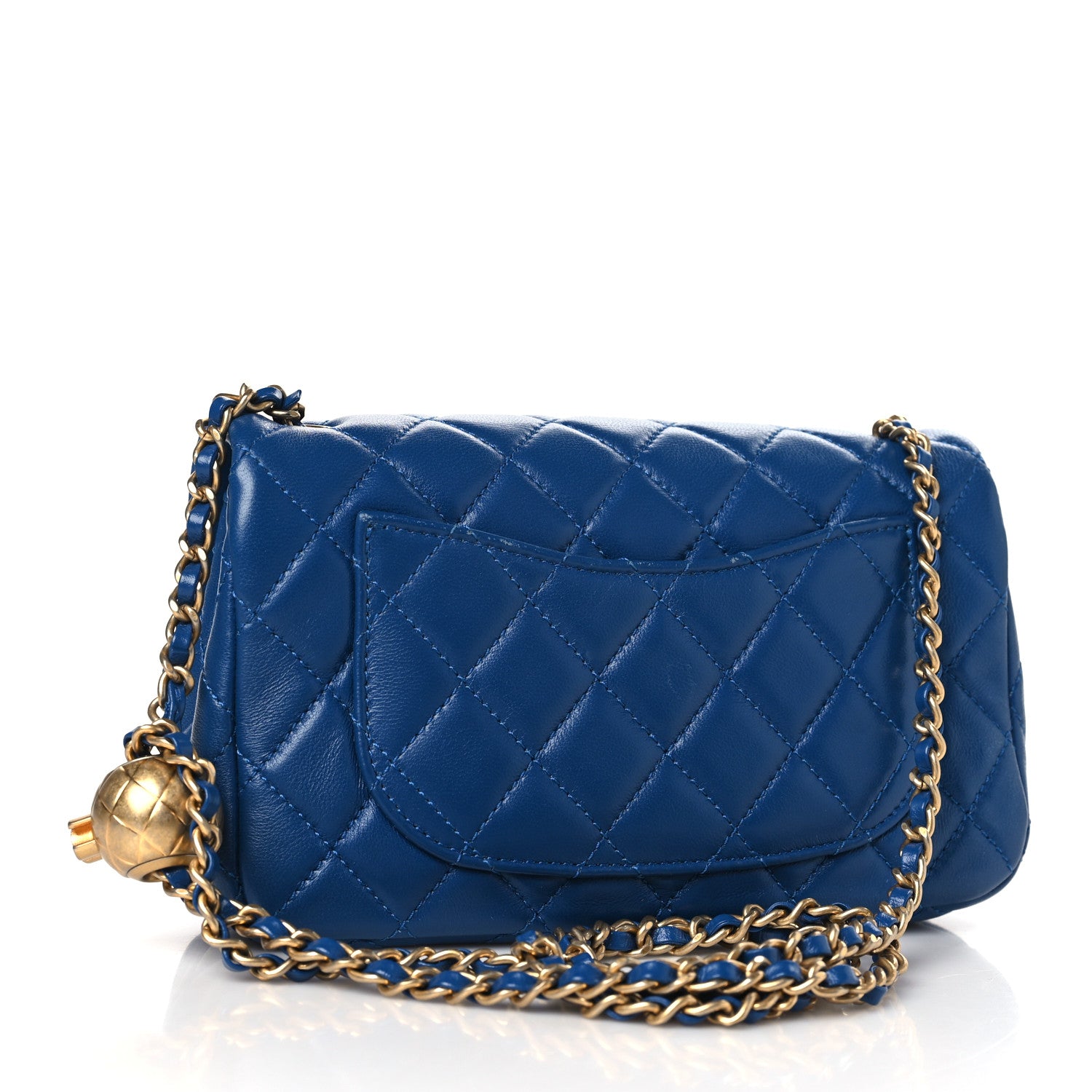 Chanel Lambskin Quilted Pearl Crush Mini Rectangular Flap Blue 3 of 10