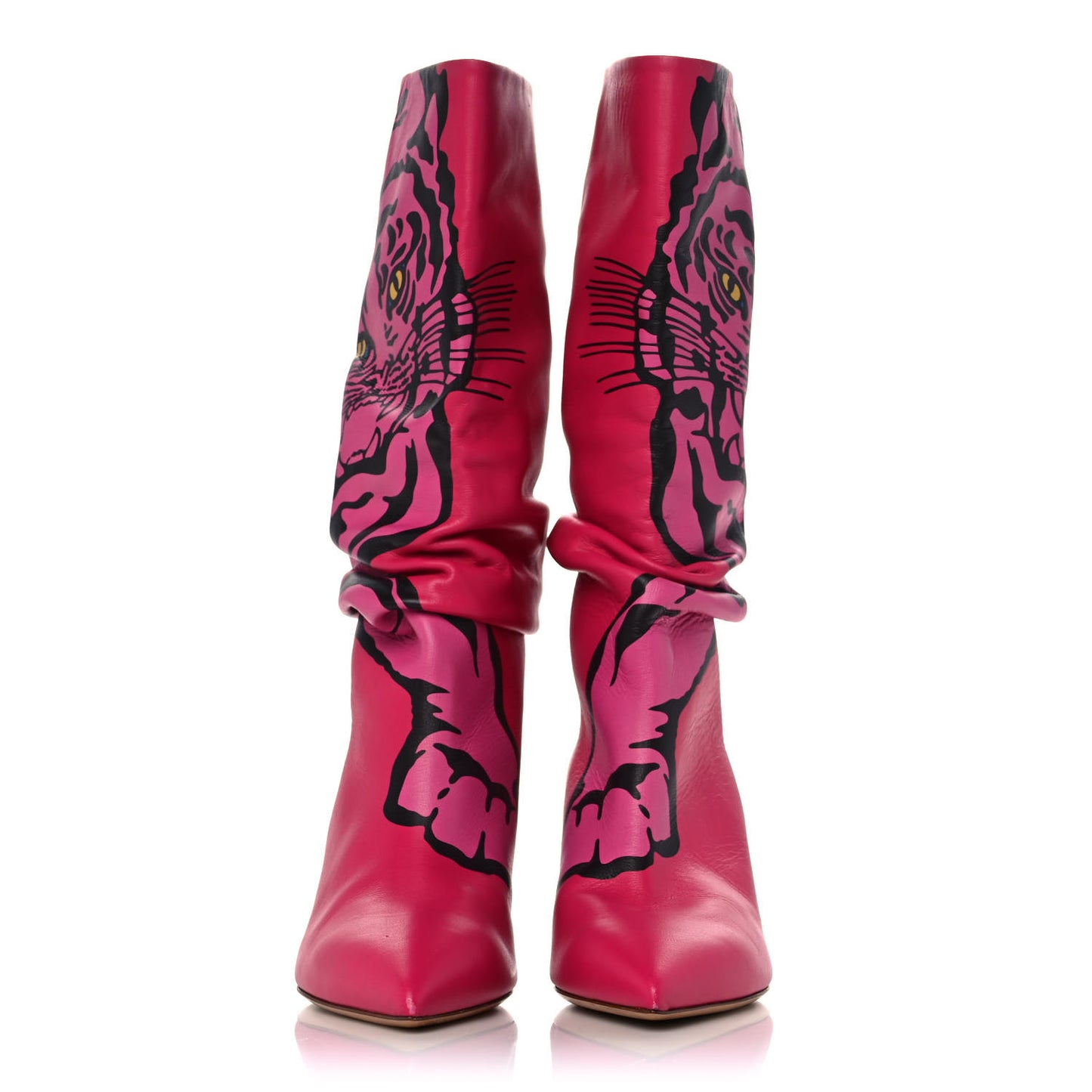 Calfskin Tiger Slouchy Boots 37 Pink