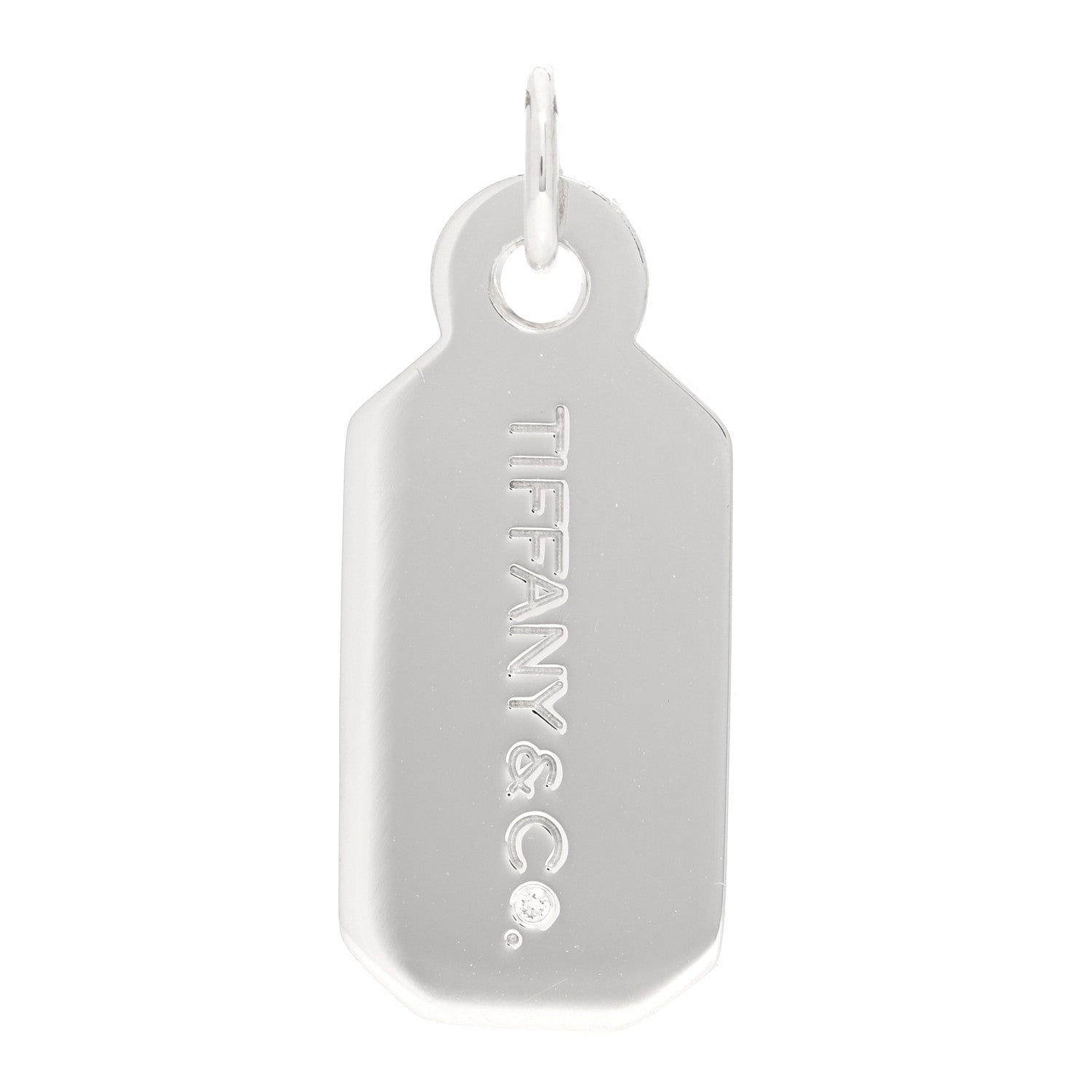 Tiffany Sterling Silver Diamond Logo Tag Charm 1 of 4