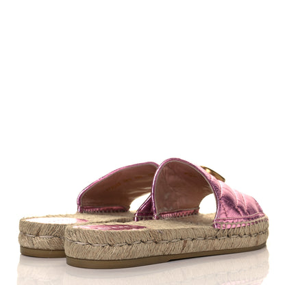 Gucci Metallic Nappa Matelasse GG Marmont Espadrille Slide Sandals 38.5 Rosa 4 of 8