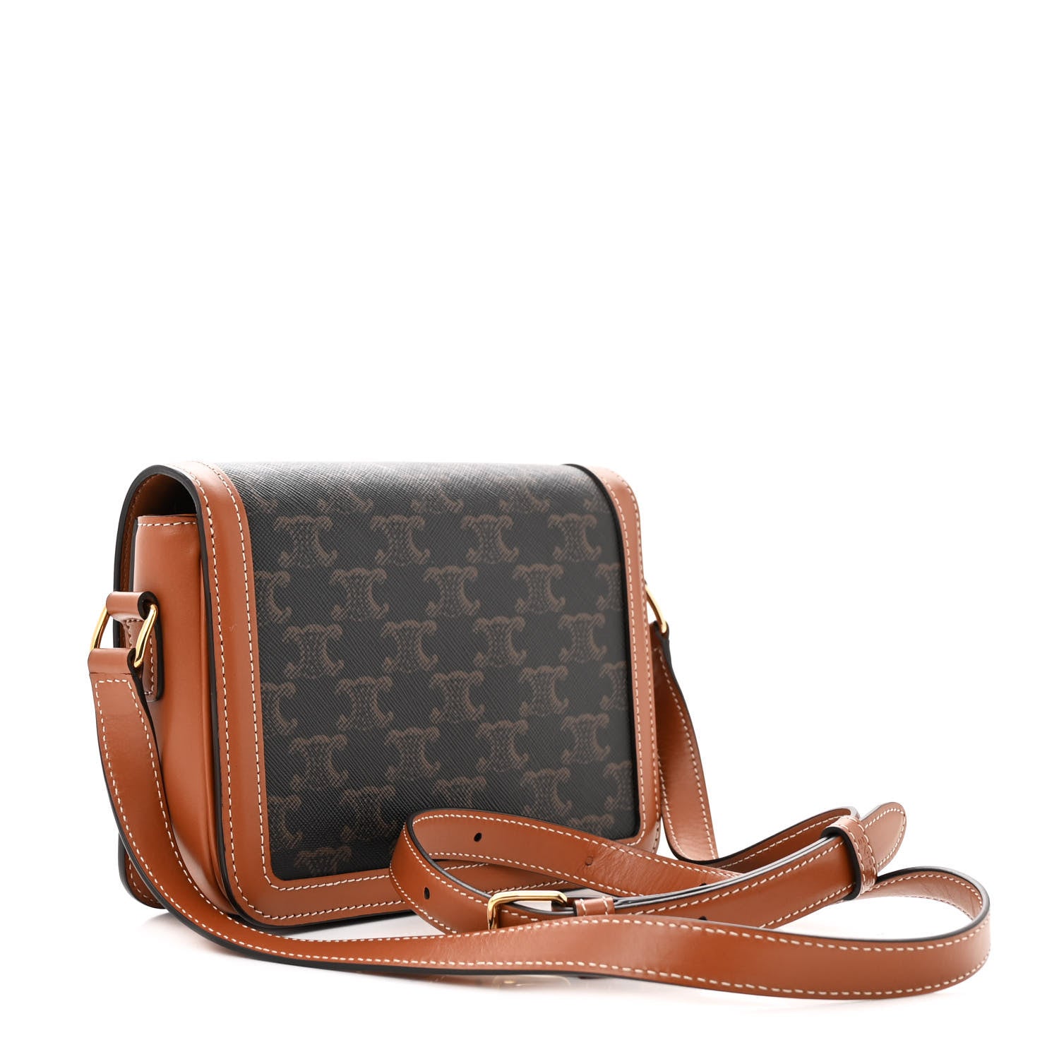 Celine Calfskin Triomphe Canvas Teen Triomphe Bag Tan 3 of 17