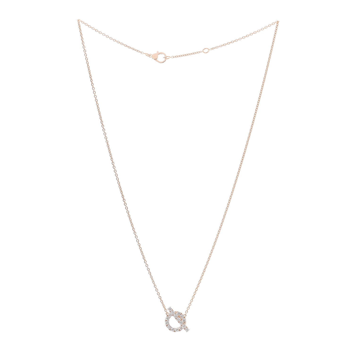 Hermes 18K Rose Gold Diamond Finesse Pendant Necklace 3 of 5