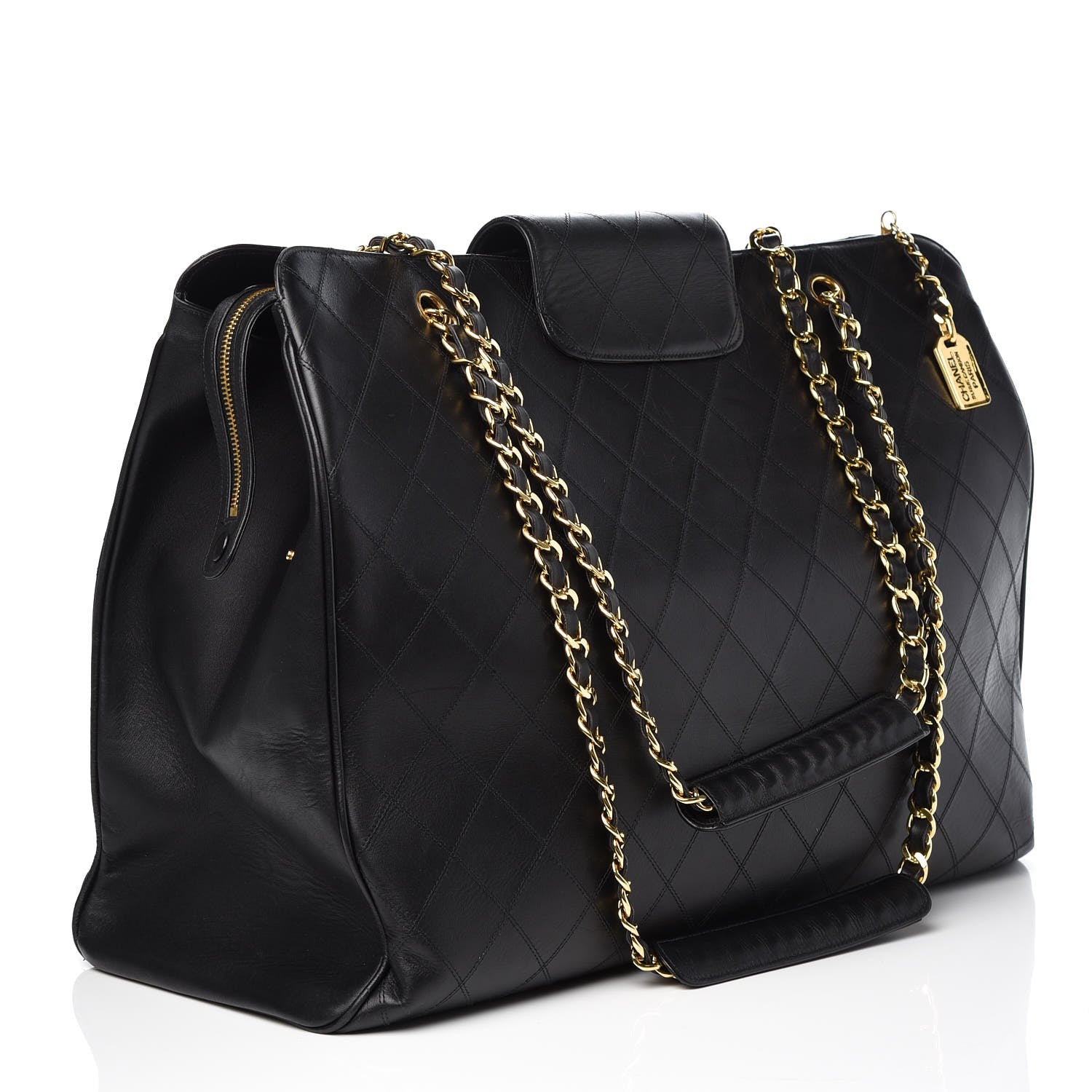 Chanel Calfskin Stitched XL Weekender Black 3 of 7
