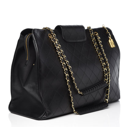 Chanel Calfskin Stitched XL Weekender Black 3 of 7