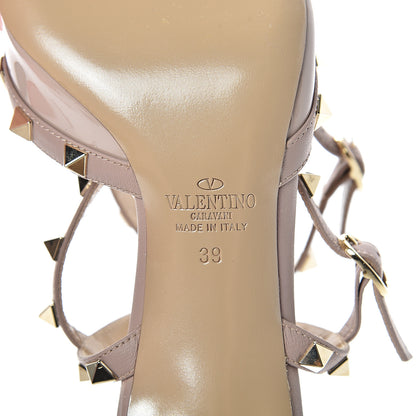 Valentino Garavani Patent Rockstud Ankle Strap Low Heel Pumps 39 Poudre 7 of 9
