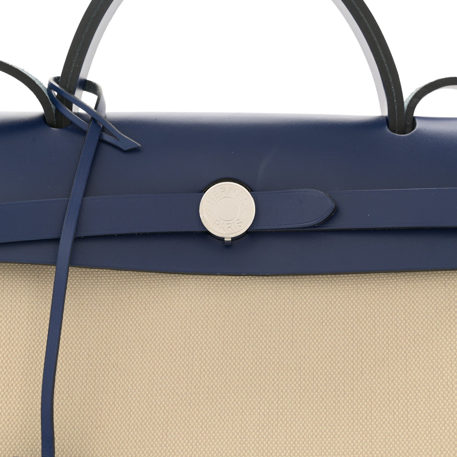 Hermes Toile H Vache Hunter Herbag Zip Retourne 31 PM Beton Bleu Saphir 8 of 13