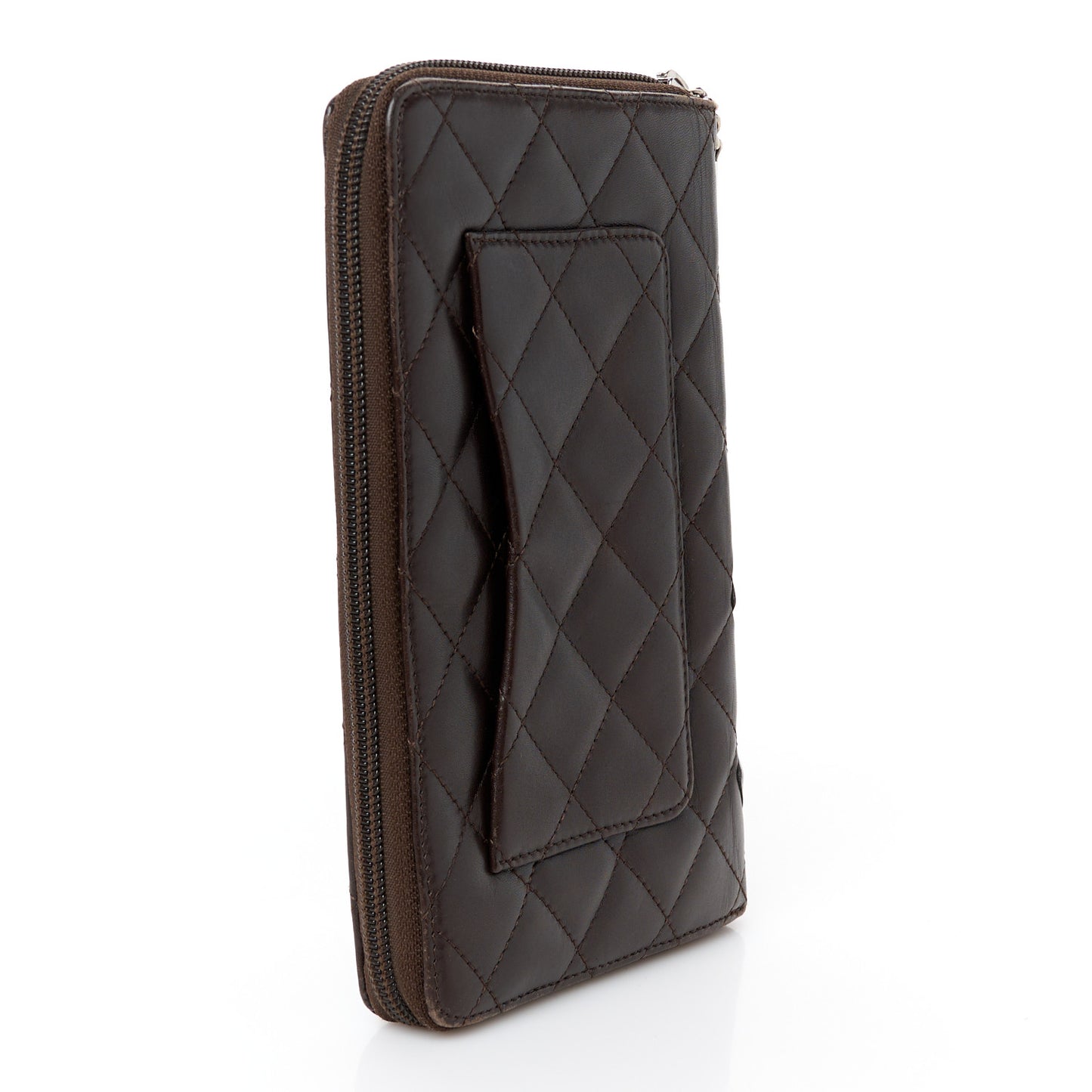 Calfskin Cambon Zip Around Organizer Wallet Brown