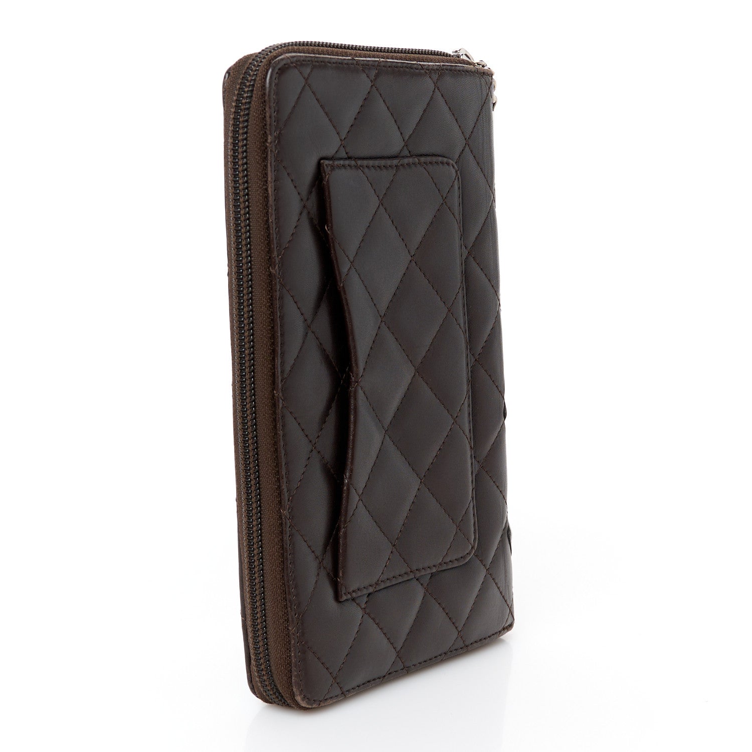 Chanel Calfskin Cambon Zip Around Organizer Wallet Brown 3 of 12