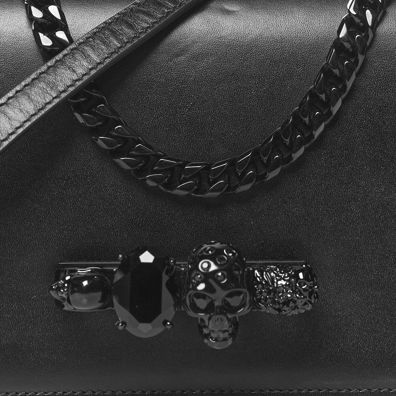 Alexander McQueen Calfskin Knuckle Shoulder Bag Black 7 of 10