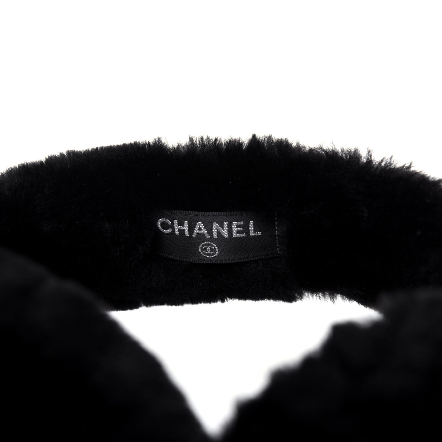 Shearling CC Ear Muffs Black White