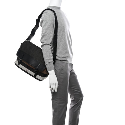 Burberry Canvas Mega Check Calfskin Addison Messenger Bag Black 2 of 14