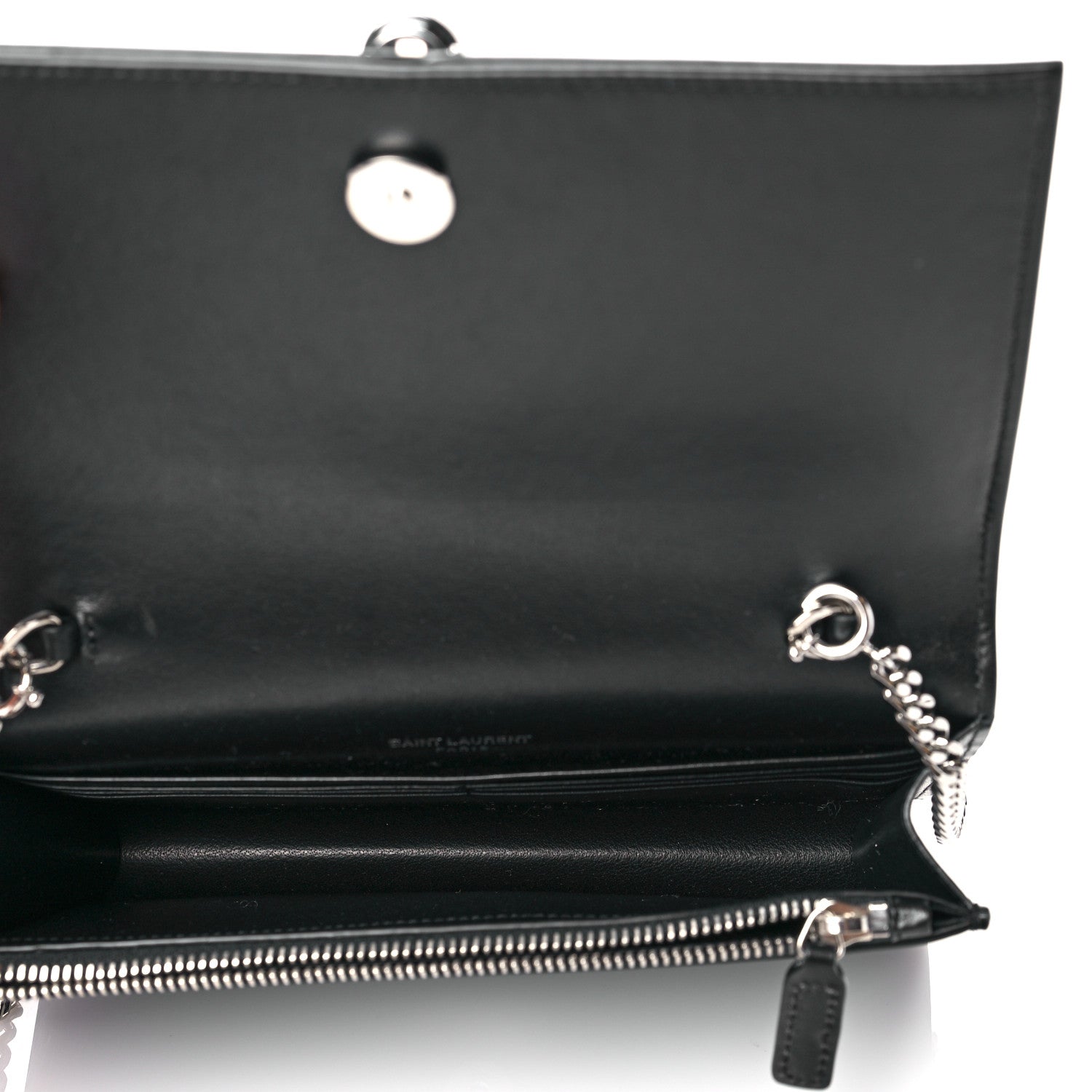 Saint Laurent Calfskin Star Print Monogram Kate Tassel Chain Wallet Black Silver 5 of 11