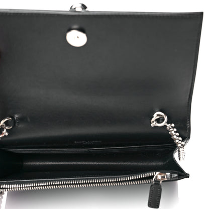 Saint Laurent Calfskin Star Print Monogram Kate Tassel Chain Wallet Black Silver 5 of 11