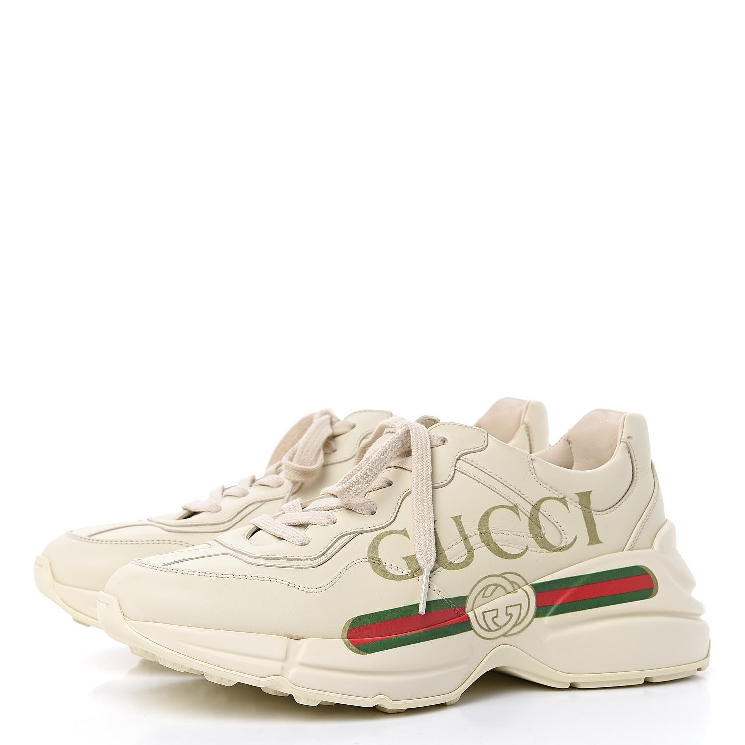 Gucci Calfskin Logo Womens Rhyton Sneakers 39 Ivory 3 of 9