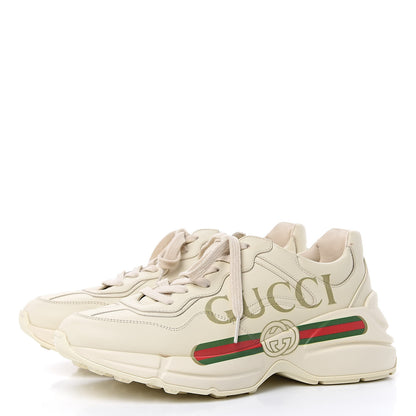 Gucci Calfskin Logo Womens Rhyton Sneakers 39 Ivory 3 of 9