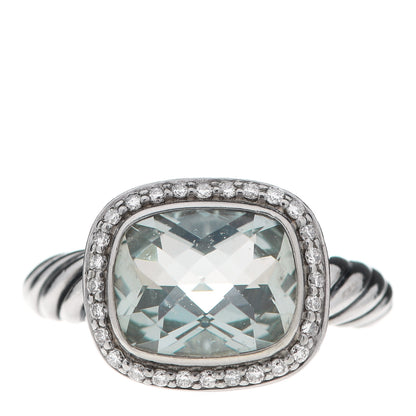 David Yurman Sterling Silver Diamond Prasiolite 10mm Noblesse Ring 51 5.75 1 of 6