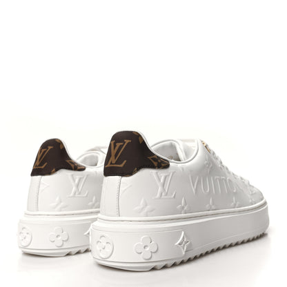 Louis Vuitton Calfskin Monogram Debossed Time Out Sneakers 38 White 4 of 8