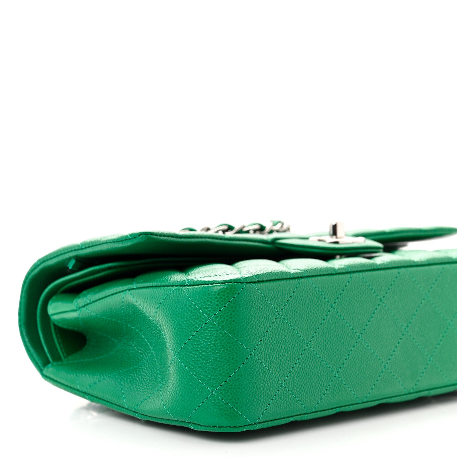 Chanel Caviar Quilted Medium Double Flap Green 9 of 13