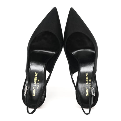 Saint Laurent Grosgrain Penelope Zoe 105 Slingback Pump 36.5 Black 2 of 10