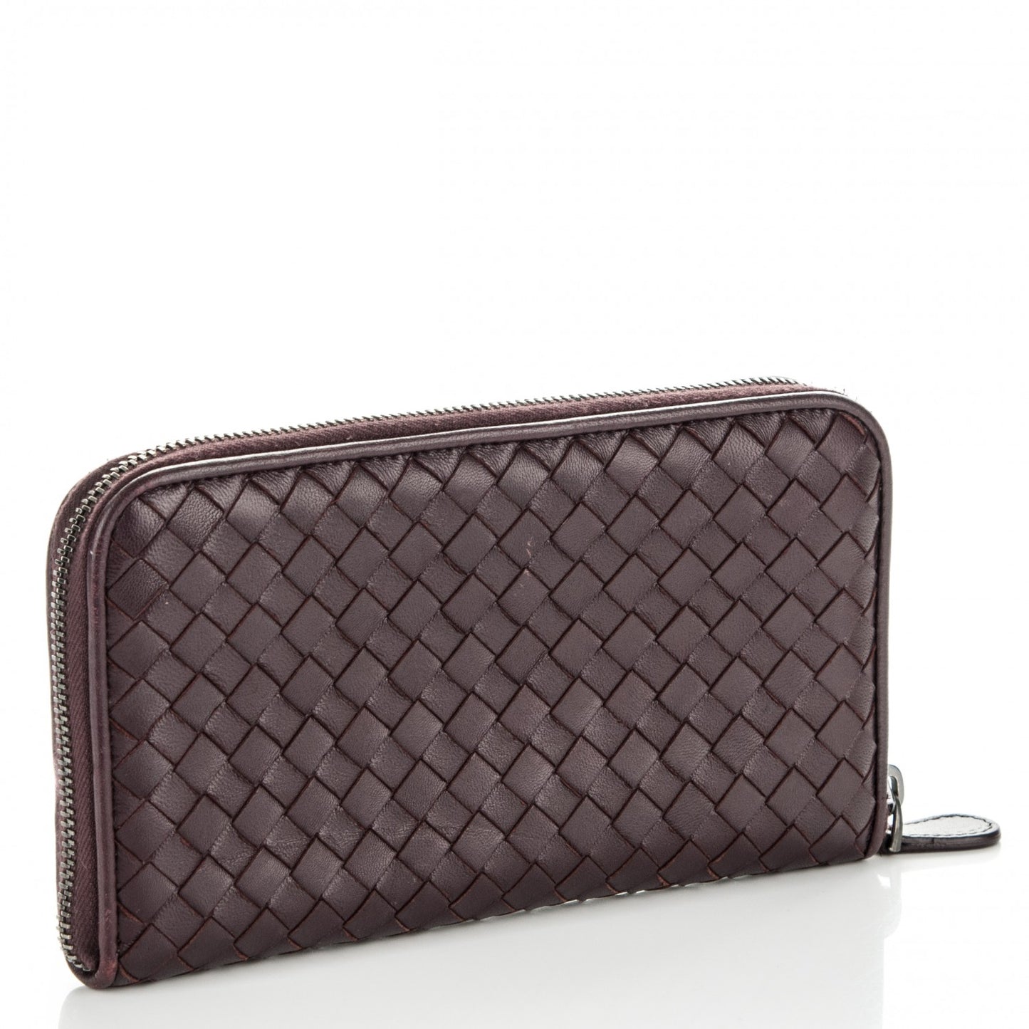 Nappa Intrecciato Zip Around Wallet Aubergine