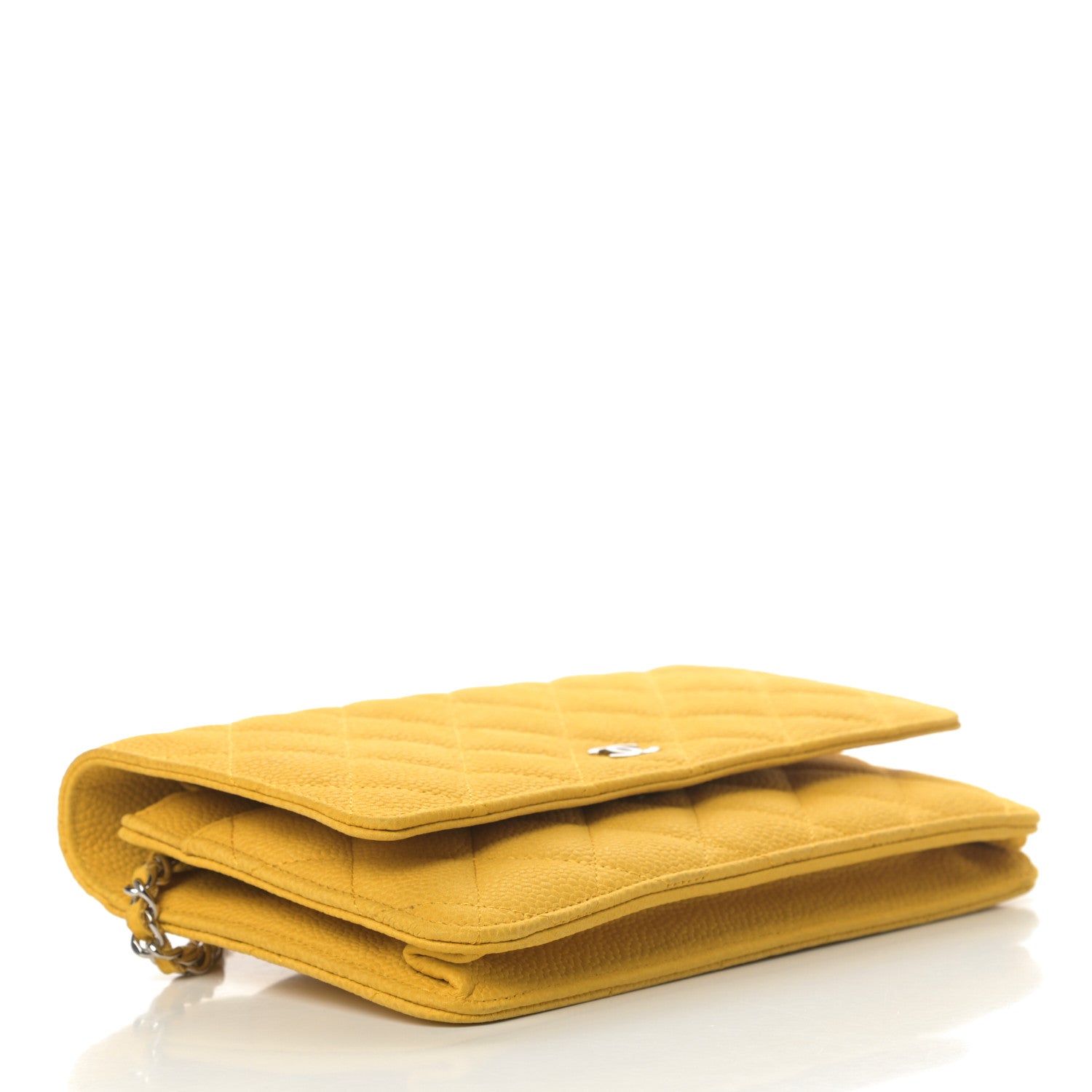 Chanel Iridescent Caviar Quilted Wallet on Chain WOC Yellow 4 of 14