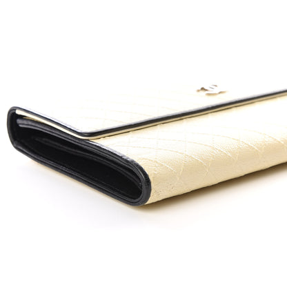 Chanel Calfskin Diamond Embossed Long Flap Wallet White 5 of 9
