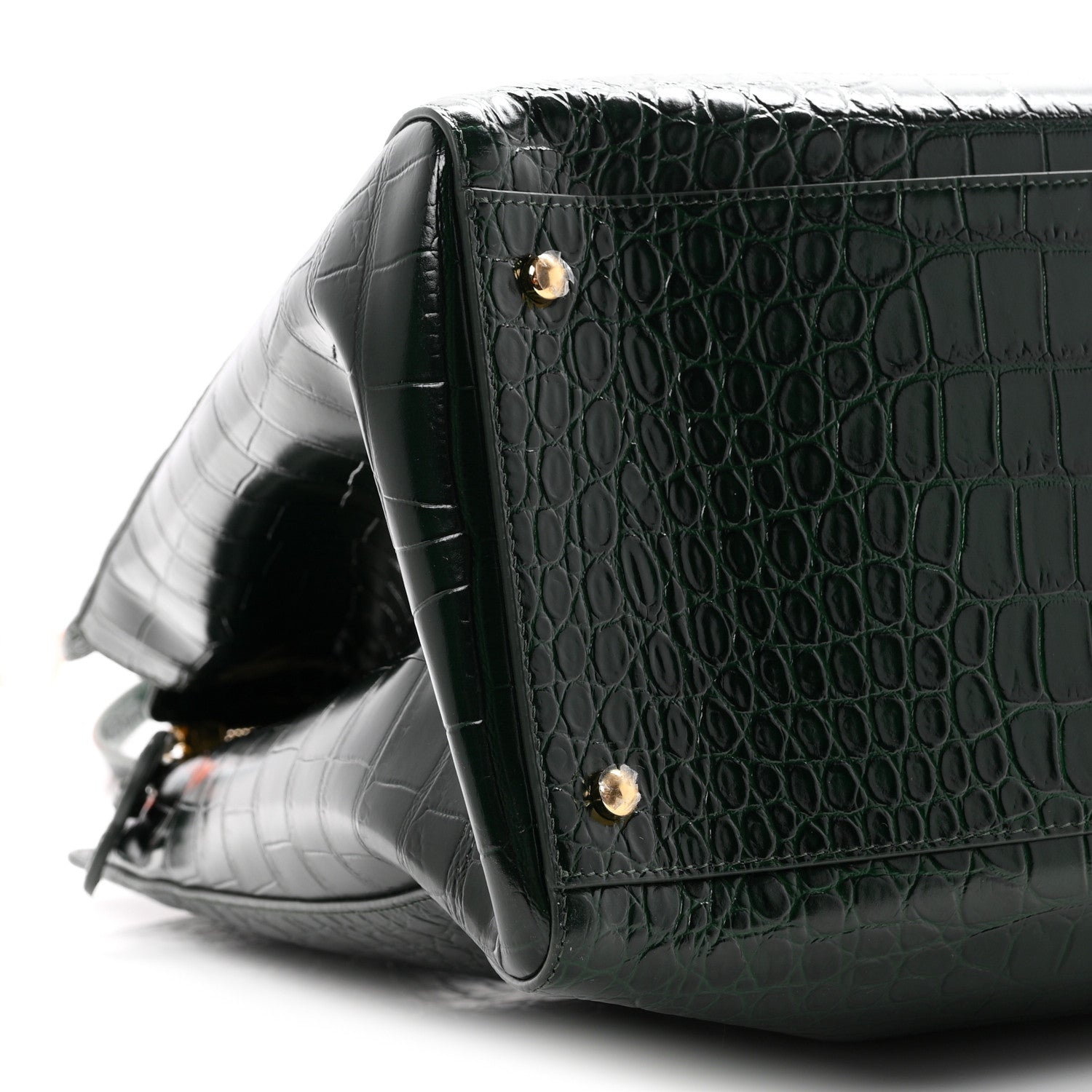 Chanel Calfskin Crocodile Embossed Large Shopping Bag Dark Green 9 of 10