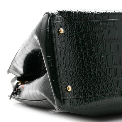 Chanel Calfskin Crocodile Embossed Large Shopping Bag Dark Green 9 of 10