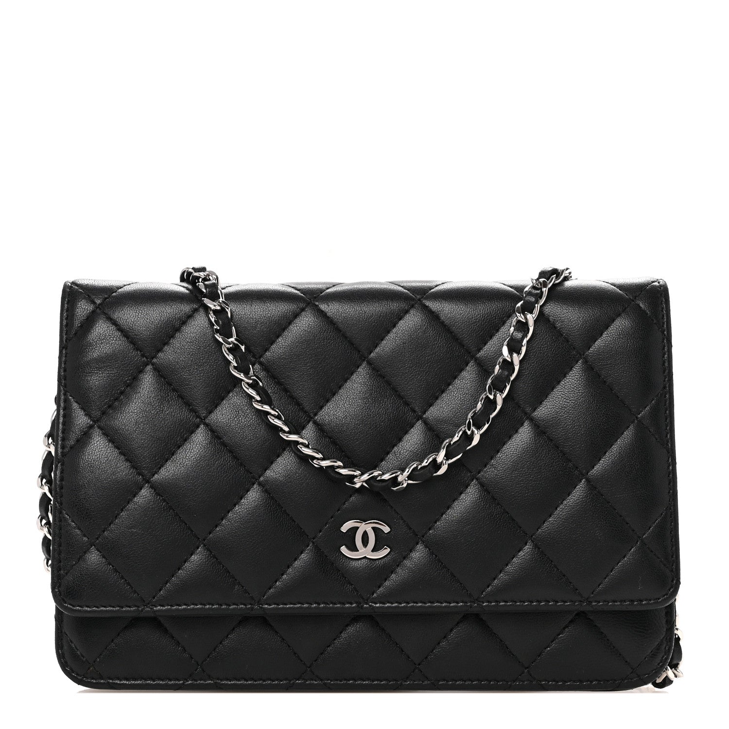 Chanel Lambskin Quilted Wallet On Chain WOC Black 1 of 11
