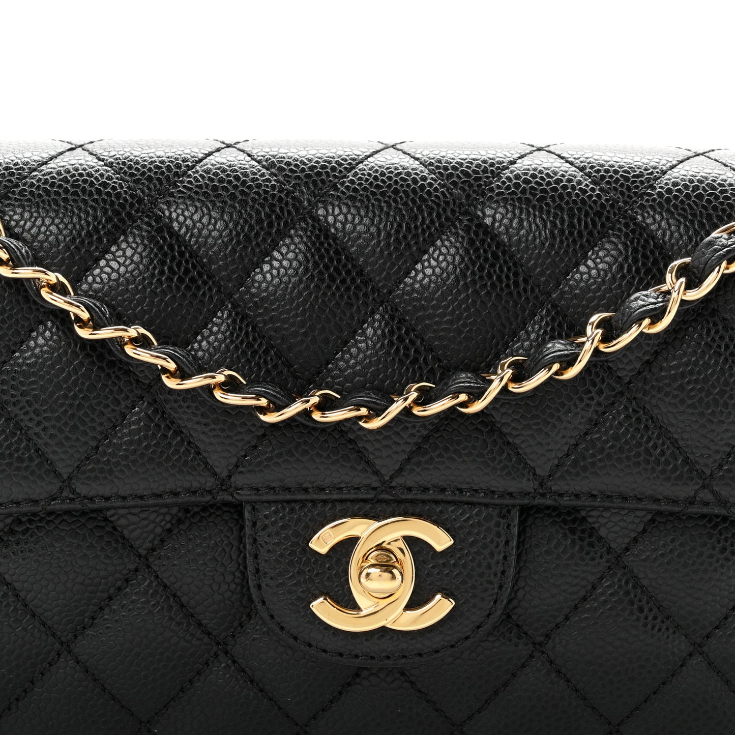 Caviar Quilted East West Flap Black Black