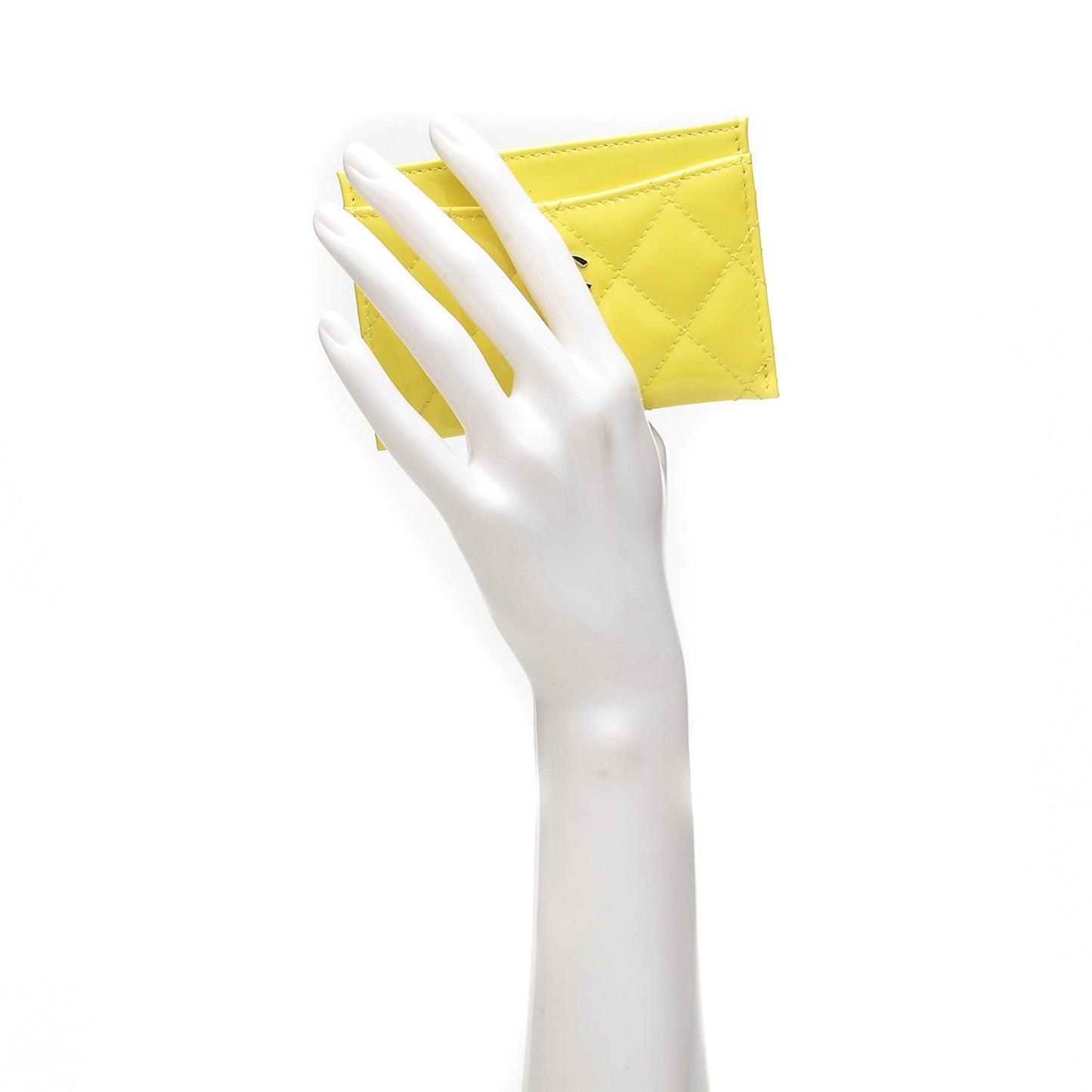 Patent Quilted Card Holder Yellow
