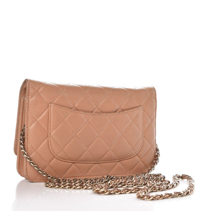 Chanel Lambskin Quilted Wallet on Chain WOC Dark Beige 3 of 17