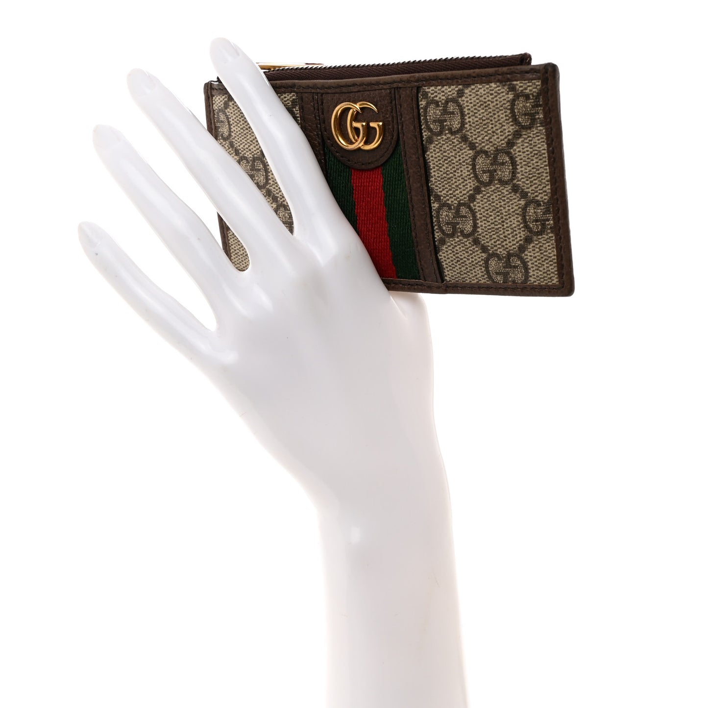 GG Supreme Monogram Web Ophidia Coin Case Brown