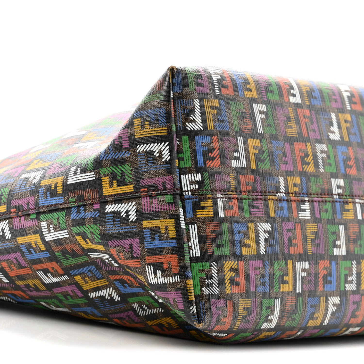 Fendi Zucca Spalmati Patent Zucchino Screen Print Medium Roll Tote Tobacco Multicolor Black 9 of 14
