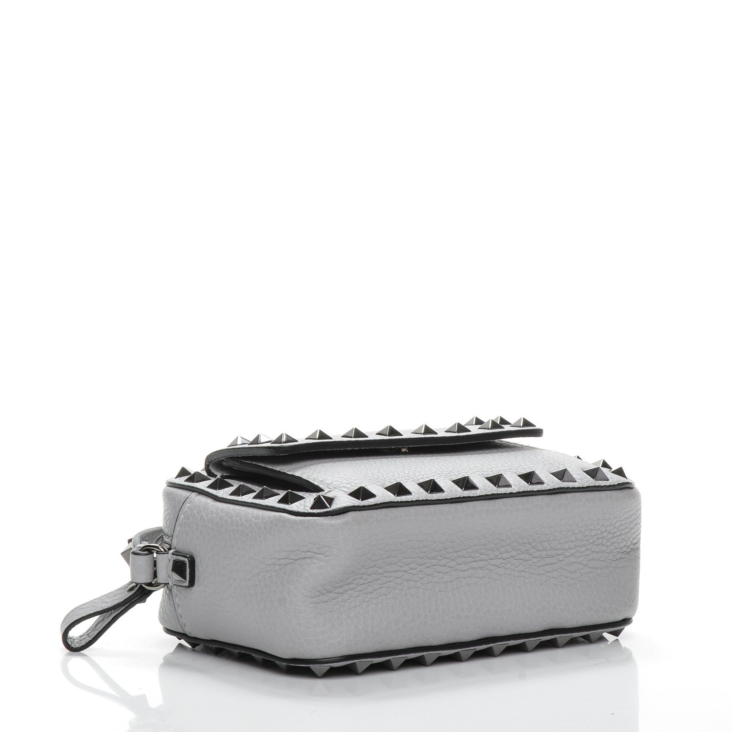 Valentino Garavani Grained Calfskin Small Rockstud Flap Pocket Camera Crossbody Bag Pastel Grey 4 of 6