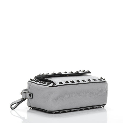Valentino Garavani Grained Calfskin Small Rockstud Flap Pocket Camera Crossbody Bag Pastel Grey 4 of 6